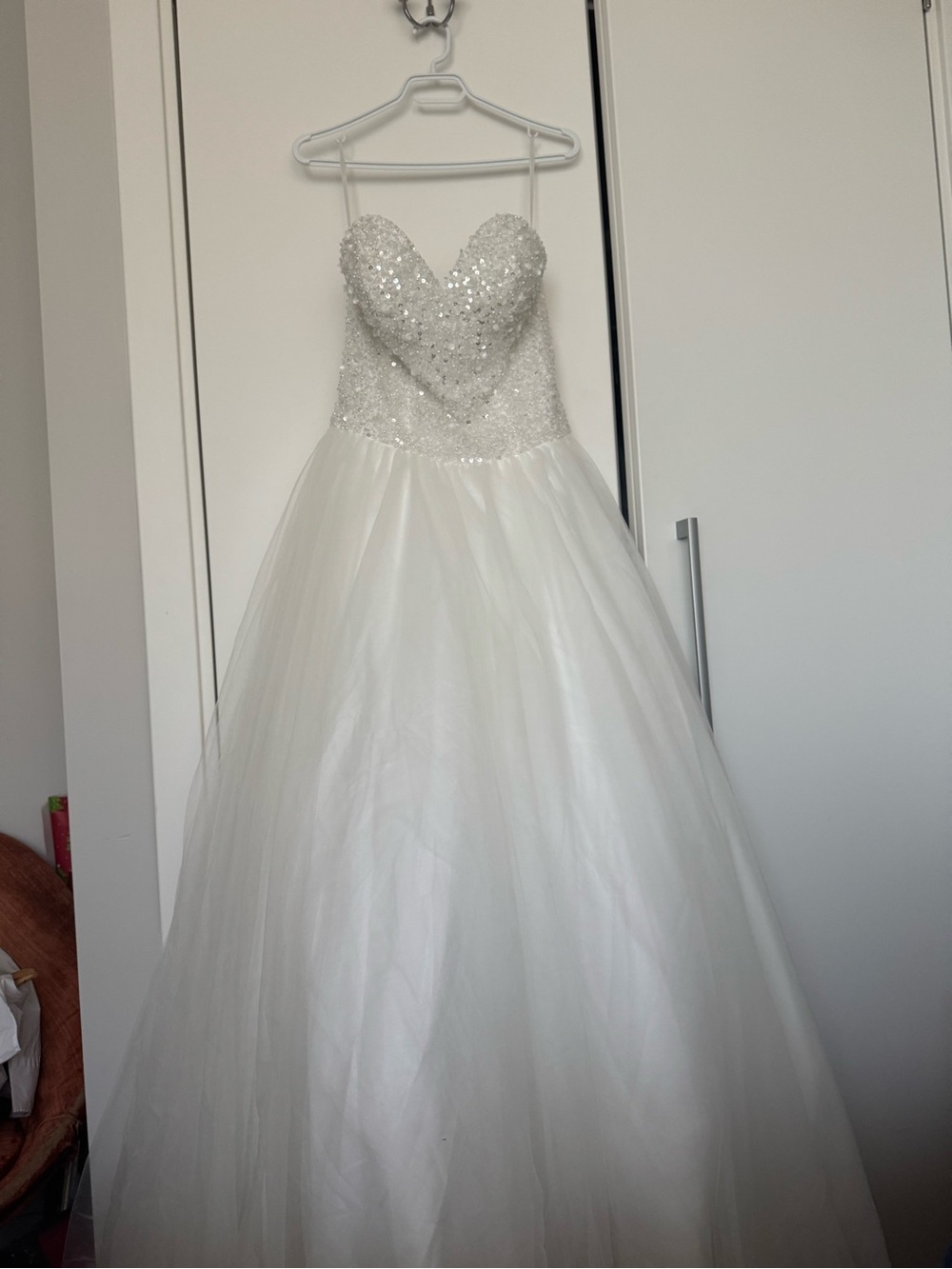 Anny Lee White Sequin Sweetheart Ball Gown